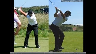 Jon Rahm golf swing  Long Iron faceon amp downtheline July 2017 [upl. by Ettolrahc193]