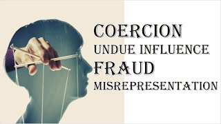 Coercion Undue Influence Fraud Misrepresentation  Indian Contract Act 1872  Law Guru [upl. by Nehttam843]