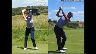 Justin Thomas golf swing  Long Iron faceon amp downtheline July 2017 [upl. by Roddie]