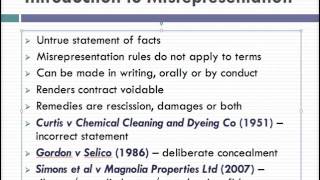 Misrepresentation Lecture 1 of 4 [upl. by Rochkind]